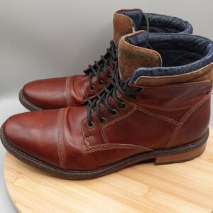 Franco Fortini Boots Mens 13M Mocha Dillan Leather Lace Up Upper Balance 354119